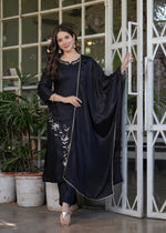 Elegant Black Embroidered Kurta Pant Set