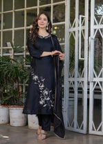 Elegant Black Embroidered Kurta Pant Set