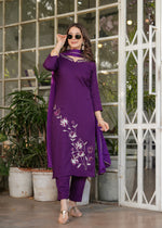 Elegant Purple Embroidered Kurta Pant Set with Dupatta