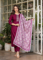 Elegant Wine Purple Kurta Pant Set