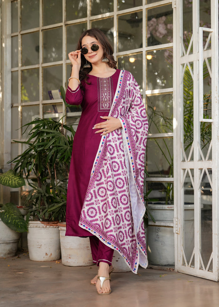 Elegant Wine Purple Kurta Pant Set
