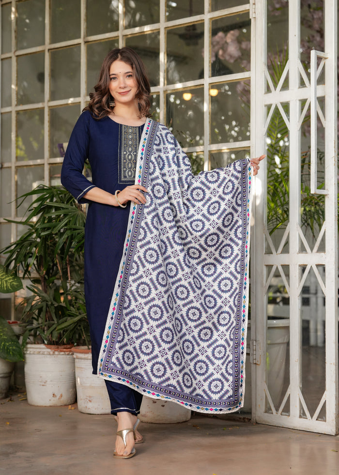 Elegant Navy Blue Kurta Pant Set
