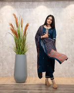 Elegant Navy Blue Embroidered Kurta Set