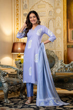 Elegant Lavender Printed Kurta Pant Set