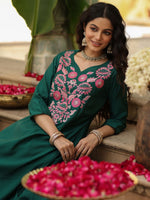 Elegant Teal Green Embroidered Kurta Pant Set