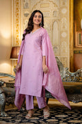 Elegant Lavender Kurta Pant Set with Dupatta for Women