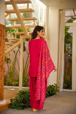 Pink Rani Silk Crepe Gharara Set