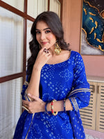 Royal Blue Bandhani Sharara Suit Set