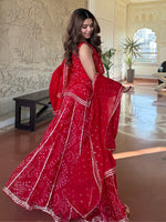 Royal Red Bandhani Sharara Suit Set