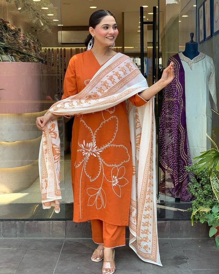 Floral Printed Rayon Silk Ethnic Suit Set