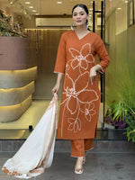 Floral Printed Rayon Silk Ethnic Suit Set