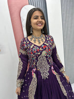 Royal Purple Vichitra Silk Embroidered Lehenga Choli Set
