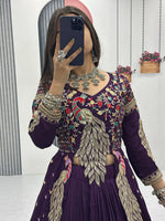 Royal Purple Vichitra Silk Embroidered Lehenga Choli Set