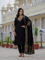 Elegant Black Premium Roman Silk Suit Set