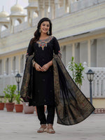 Elegant Black Premium Roman Silk Suit Set