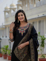 Elegant Black Premium Roman Silk Suit Set