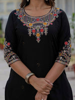 Elegant Black Premium Roman Silk Suit Set
