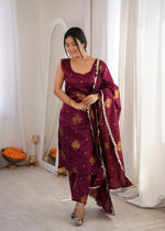 Purple Aura Chanderi Jacquard Suit Set