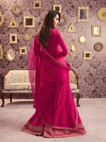 Pink Embroidered Chanderi Silk Palazzo Set