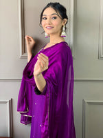 Wine Mehira Embroidered Rayon Suit Set