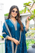Rama Vichitra Silk Embroidered Anarkali Suit Set
