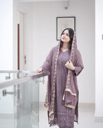 Peach Embroidered Georgette Kurta Set