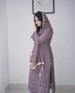 Peach Embroidered Georgette Kurta Set