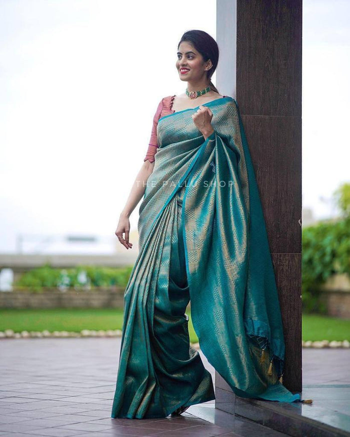 Attractive Purple Soft Silk Saree With Pretty Blouse Piece