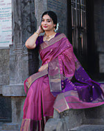 Soft Silk Classy Purple Colour Saree, Shining Party Wear