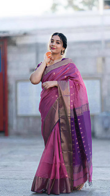 Soft Silk Classy Purple Colour Saree, Shining Party Wear