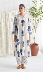 Kalamkari Print Pure Jaipuri Cotton Kurta Pant Dupatta Set