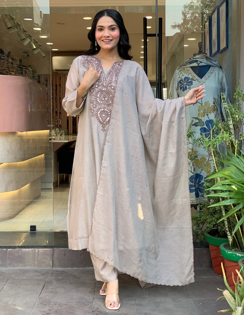 Premium Soft Muslin Cotton Suit Set with Fine Embroidery