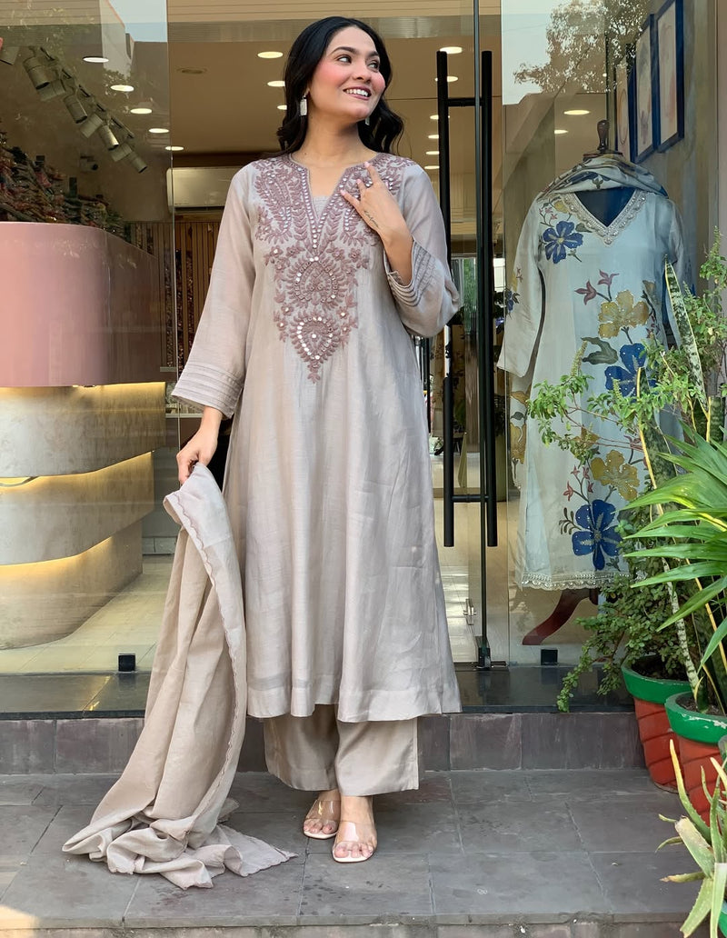 Premium Soft Muslin Cotton Suit Set with Fine Embroidery