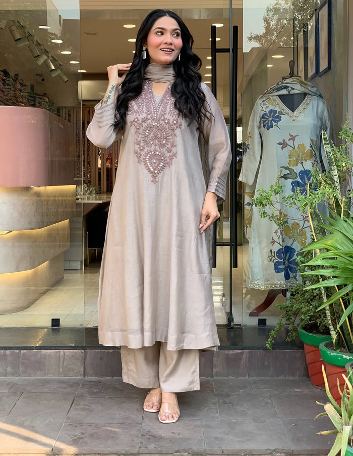 Premium Soft Muslin Cotton Suit Set with Fine Embroidery