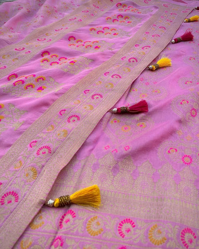 Graceful Light Pink Jacquard Saree
