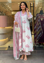 Mul Mul Cotton Ghera Suit Set with Dupatta