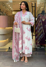 Mul Mul Cotton Ghera Suit Set with Dupatta