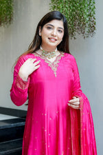 Pink Banarasi Anarkali Suit Set with Dupatta