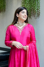 Pink Banarasi Anarkali Suit Set with Dupatta