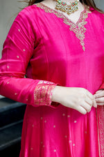Pink Banarasi Anarkali Suit Set with Dupatta