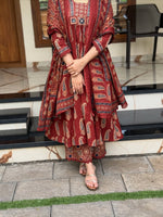 Jaipuri Maroon Cotton Suit Set for Women with Dupatta