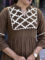 Jaipuri Cotton Gown with Hand Embroidery & Bagru Print