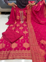 Elegant Red Banarasi Style Kurta Pant Dupatta Set
