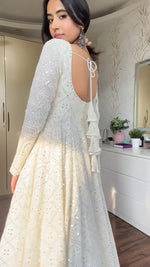 Ivory Mirror Work Georgette Anarkali Suit Set