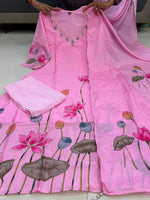 Pink Chinon Straight Kurta Set for Women