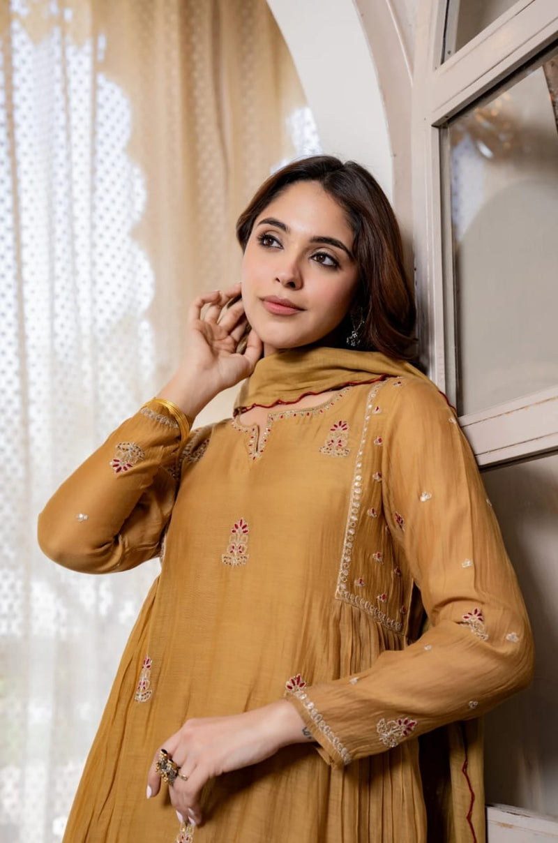 PARI Pure Mul Chanderi 3 Piece Suit Set with Dupatta