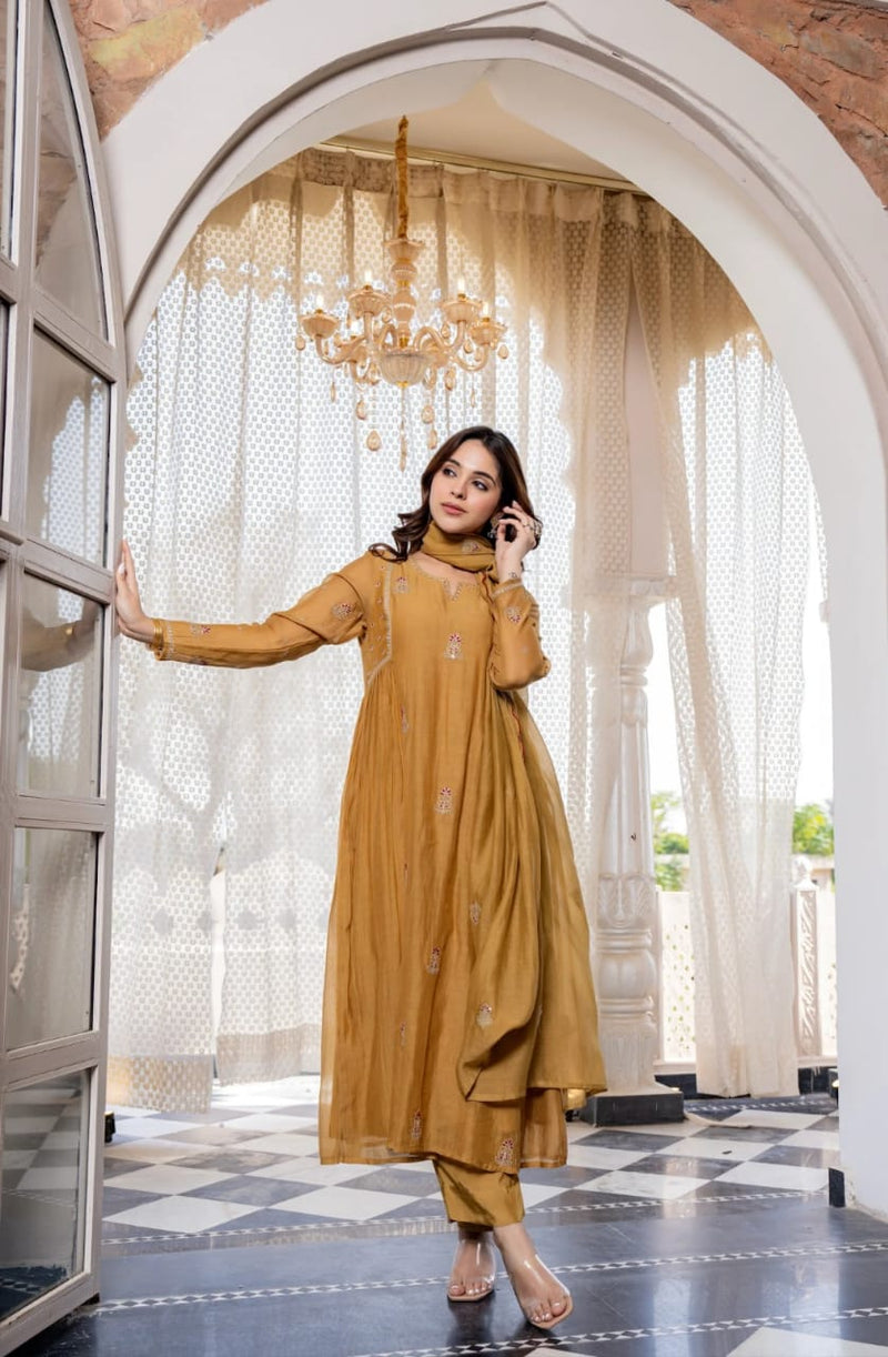 PARI Pure Mul Chanderi 3 Piece Suit Set with Dupatta