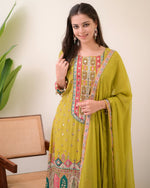 Pista Shanti Chinon Anarkali Kurti Palazzo Set with Chiffon Dupatta