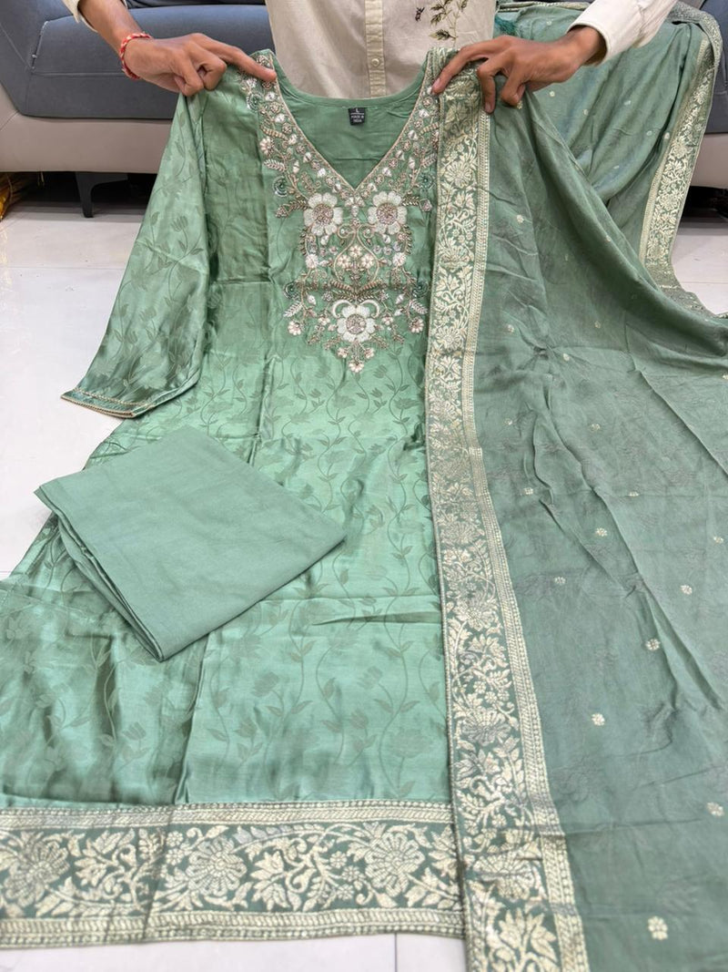 Banarasi Silk Suit Set with Handwork Dupatta for Women