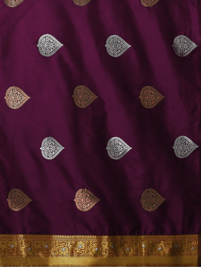 Wine Jacquard Saree – Luxe Woven Saree for Festive & Special Occasions